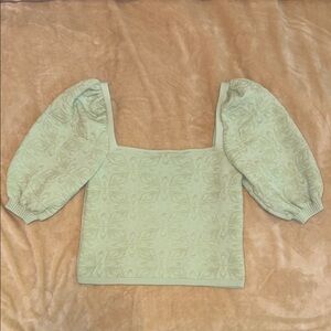 Mint Green Puff Sleeve Crop Top